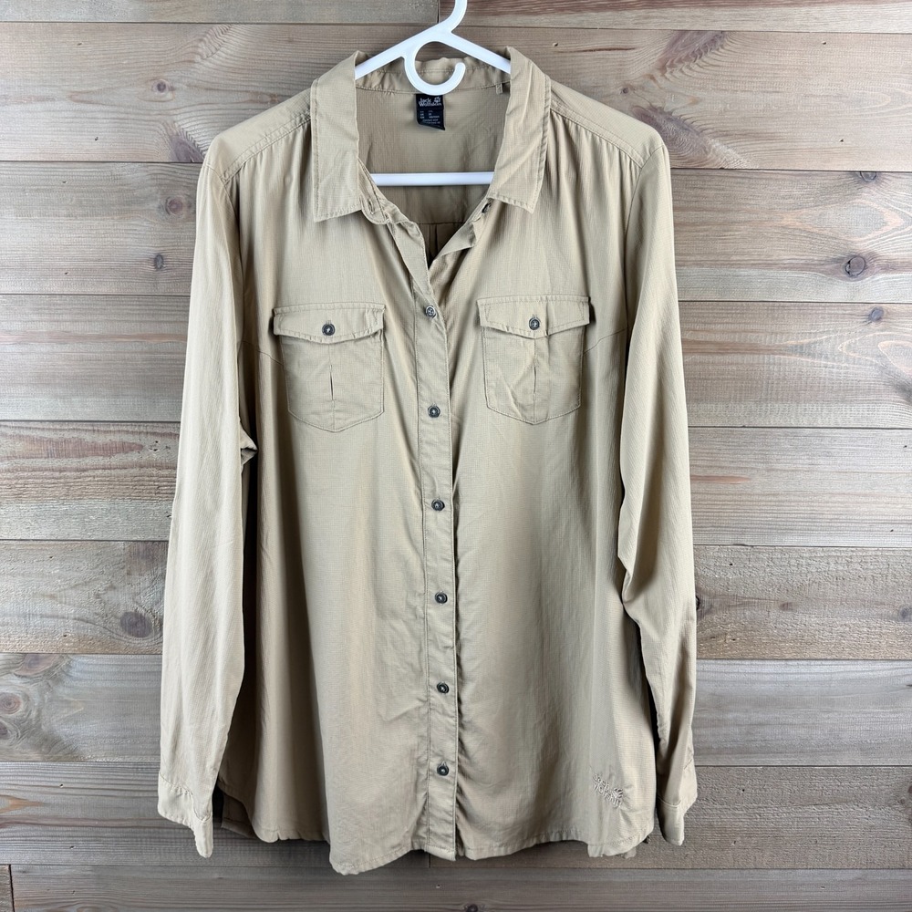 Jack Wolfskin Mens Shirt Long Sleeve Button Up Outdoor‎ Hiking Size XXL
